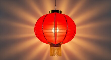 Obraz premium Red Paper Lantern with Golden Trim