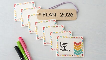 Colorful Planning Cards for 2026 with Inspirational Message, Markers and Tag for Effective Organization and Goal Setting