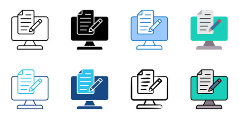 online learning icon set multiple style collection 
