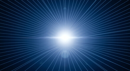 Dynamic burst of bright white light radiating outwards through clean blue digital grid lines, creating a futuristic, energetic, and expansive visual.