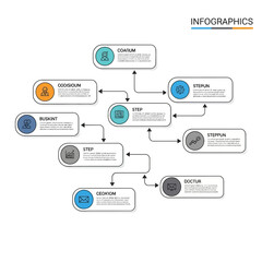 Business Process Flowchart Infographic Diagram with Icons and Text Boxes