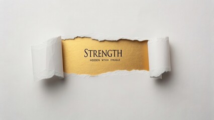 Inspirational Message about Inner Strength and Resilience Highlighted on a Torn Paper with a Gold Accent and White Background