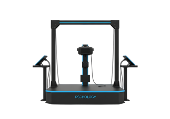 Futuristic virtual reality fitness machine with integrated display