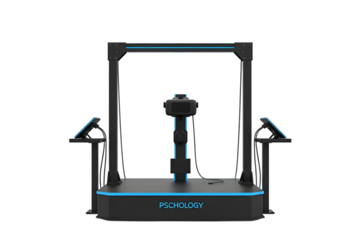 Futuristic virtual reality fitness machine with integrated display