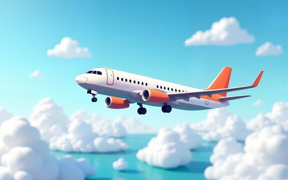 Traveling on airplane, planning a summer vacation, tourism. Online ticket concept. 3D Vector Illustrations. High quality