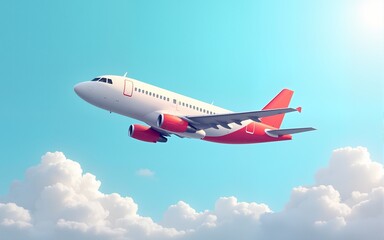 Fototapeta premium Traveling on airplane, planning a summer vacation, tourism. Online ticket concept. 3D Vector Illustrations. High quality