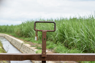 Key to the irrigation water distribution channel door in the rice fields