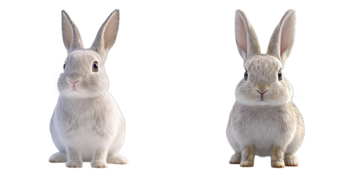 Two adorable bunny rabbits side by side, showcasing their fluffy appearance and charming presence