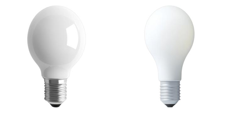 Two incandescent light bulbs in a minimal, modern style, showcasing an energy-efficient design
