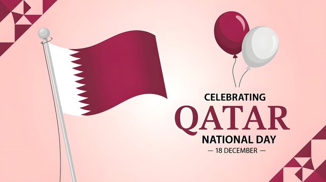Qatar national day celebration with flag and balloons