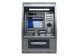 Modern automated teller machine with screen and card slot