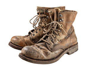 Worn leather work boots (1)