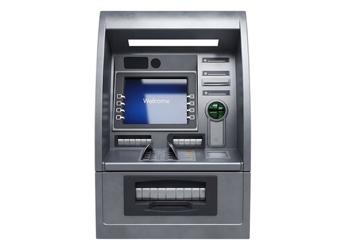 Modern automated teller machine with screen and card slot