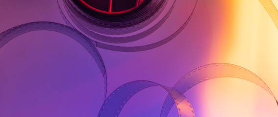 Abstract colorful cinema background with film strip