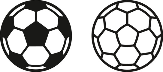 Set of 2 Soccer Ball Vector Icons Black and White Flat Style © xantii