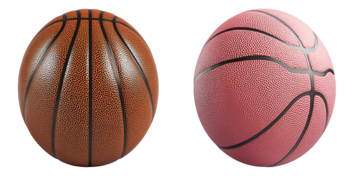 Two basketballs with distinct colors and designs, perfect for sports enthusiasts and designers