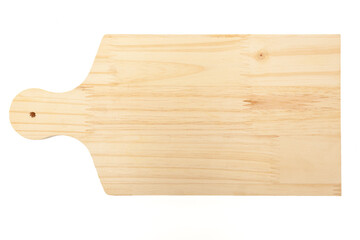 Natural wooden cutting board with grain texture, rustic kitchen utensil