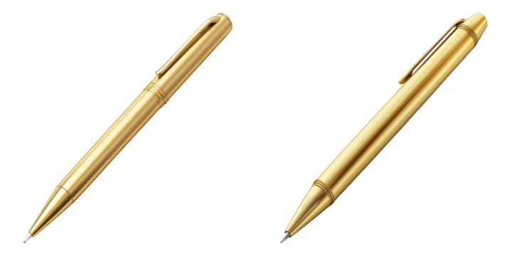 A pair of elegant golden pens, representing precision and professionalism. These pens appear to be meticulously crafted, suitable for signing important documents and embodying sophistication