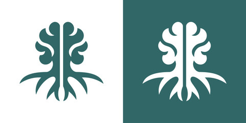 Brain Tree Growth Logo — A dual-meaning design combining a brain and tree, symbolizing knowledge, growth, and creativity