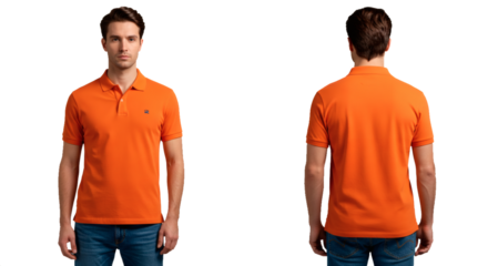 Orange polo shirt men's fashion casual wear short sleeve apparel clothing stylish comfortable trendy look on transparent background