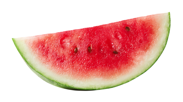 Single watermelon slice with seeds on transparent background showing fresh red fruit - Powered by Adobe