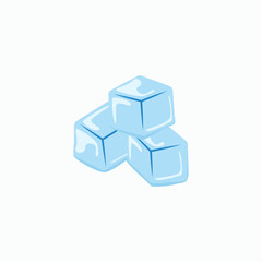 A dynamic stack of ice cubes vector with early melting details. Ideal cartoon graphic for summer drinks, coldness, heatwave, and refreshment concepts. Isolated