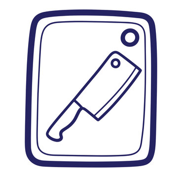 cleaver on cutting board outline clip art preview