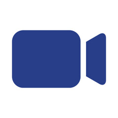 Simple blue video camera icon isolated on transparent background
