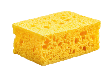 Bright yellow rectangular sponge, porous texture (1)