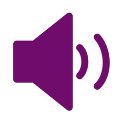 Purple speaker icon with sound waves isolated on transparent background