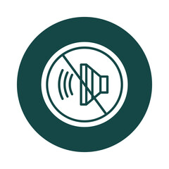 Muted speaker icon with sound waves crossed out isolated on transparent background