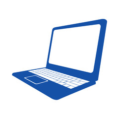 Modern blue laptop computer open and ready for use isolated on transparent background