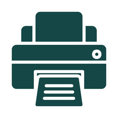 Green printer icon for documents and printing isolated on transparent background