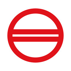 Red circle with horizontal lines symbol isolated on transparent background