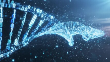Digital Dna Strand Animation With Binary Code Data Sequence - Powered by Adobe