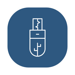 Stylized outline of a usb flash drive isolated on transparent background