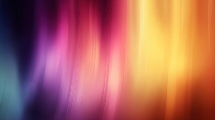 A vibrant abstract image featuring smooth, flowing gradients of purple, pink, orange, and yellow hues, blurred rainbow background