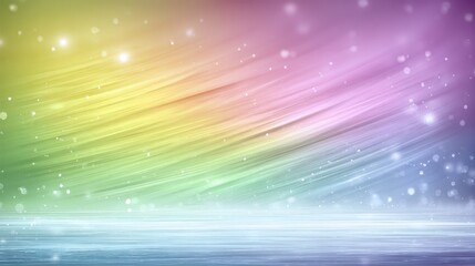 A vibrant, abstract background featuring flowing colors and sparkling elements, a dreamy, ethereal atmosphere, blurred rainbow background