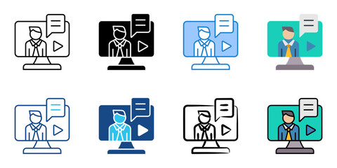 webinar icon set multiple style collection 
