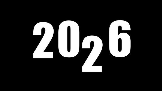 2026 digital text celebration and holiday themed animated 4k video. Happy new year with number animation concept.