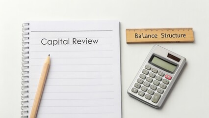 Capital Review Notebook with Pencil and Calculator for Financial Planning and Analysis in an Office Setting