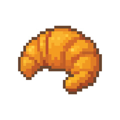 Pixel Art Croissant Icon Vector Illustration