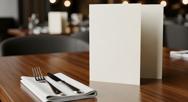 Blank Menu Card Mockup on Restaurant Table for Events and Special Occasions