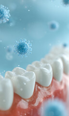 3D rendering of teeth contaminated with bacteria and viruses