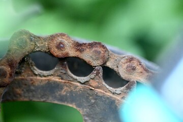 close up of a bicycle chain 