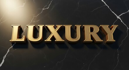 Golden luxury lettering on a dark marble background conveys elegance and highend quality for branding and design projects with a sophisticated aesthetic