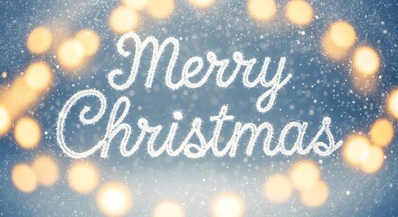 Sparkling merry christmas wishes on a festive blue background with bokeh lights and snow creating a magical holiday atmosphere for cards and seasonal greetings