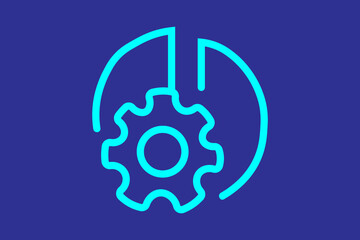 The image is a minimalist, neon-blue line-art icon against a solid, dark blue or indigo background.
