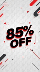 Massive black friday discount banner for shopping business featuring 85% off in a vibrant design