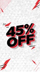 Black friday shopping discount banner featuring 45% off business promotion high-energy environment